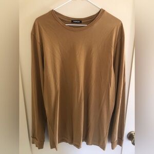 TALENTLESS Tan Brown Camel Long Sleeve T-Shirt Medium Cotton
